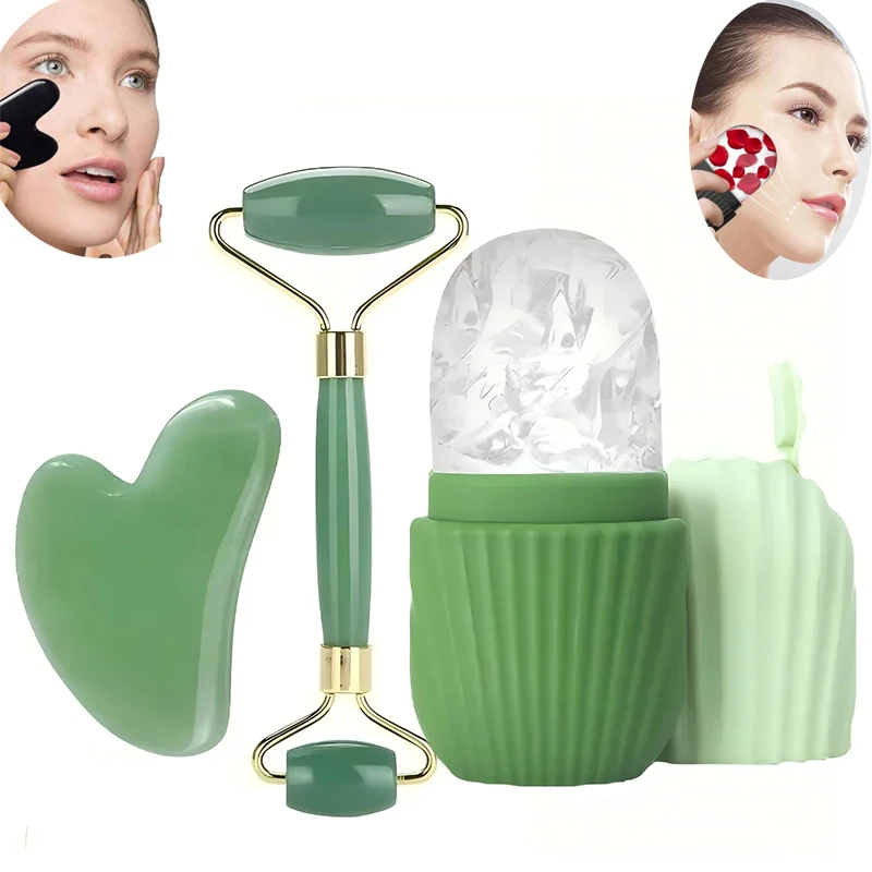 

Face Icing Neck Massage Roller Gua Sha Board Silicone Ice Cube Trays Sets Cryotherapy Facial Lifting Contouring Skincare Tools