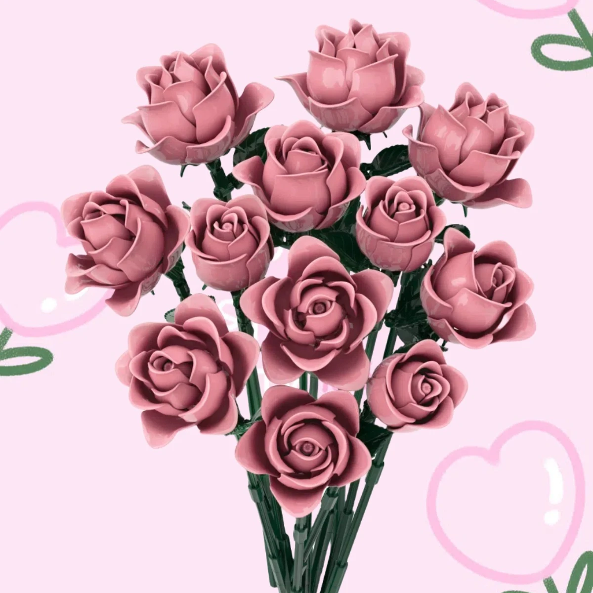 

MOC 12 шт. розовая роза романтический букет цветов набор строительных блоков искусственный цветочный домашний декор игрушка детский подарок на годовщину Валентина