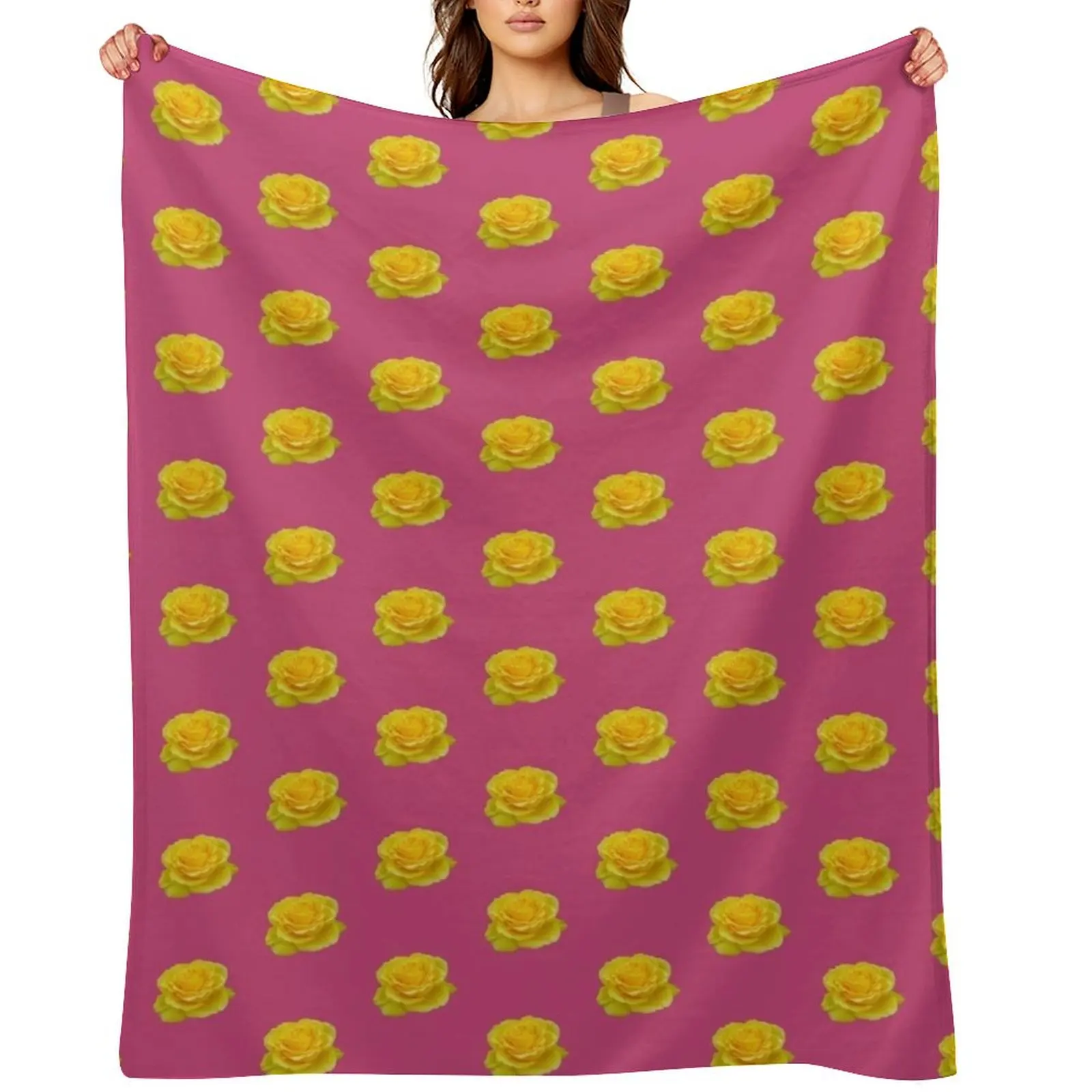 Beautiful Yellow Rose Vector Art Cut Out Throw Blanket Quilt Retros Bed Hair Blankets