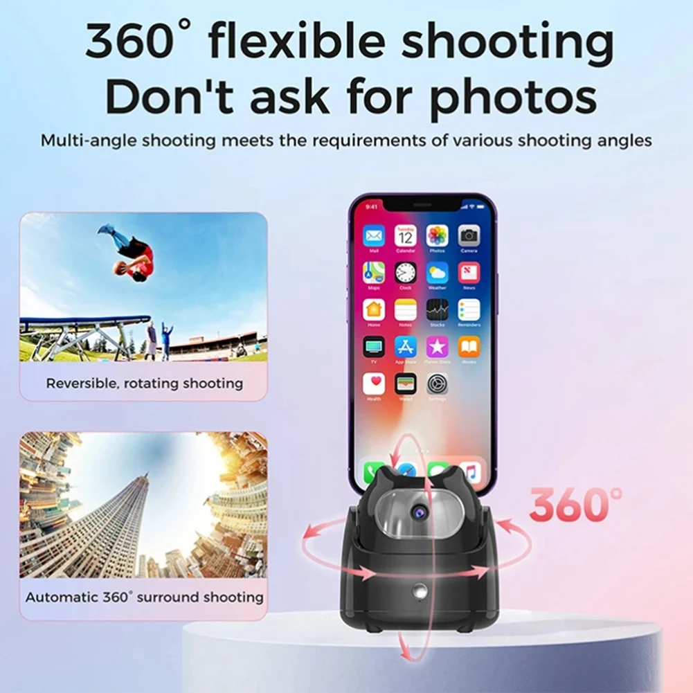 BFYLW Automatic Face Tracking Gimbal Mobile Phone Holder APP-Free AI Face Recognition 360° Rotating Mobile Phone Holder