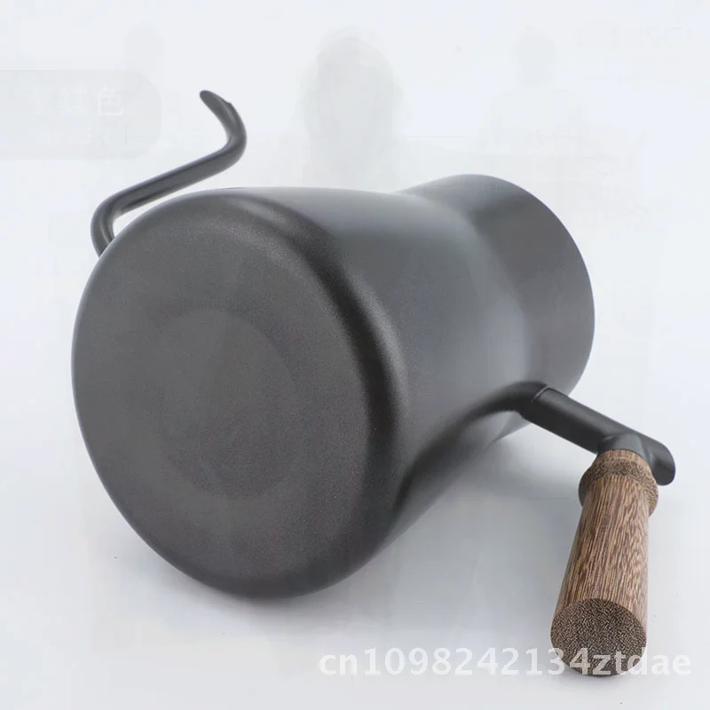 

Stainless Steel Teflon Hand Pot with Wooden Handle Minimalist Vintage Coffee Maker 650ml/850ml Capacity Drip Coffee Pot