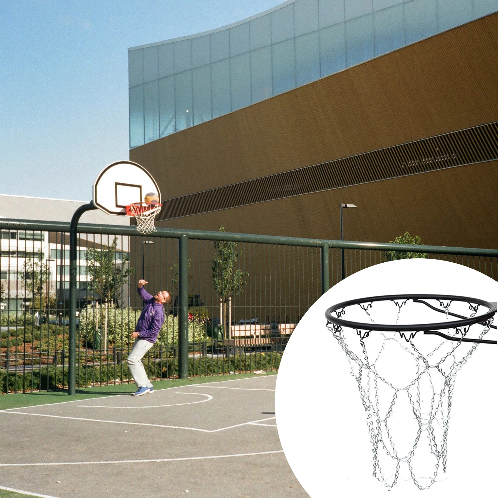 Llanta de red de baloncesto, juego deportivo con cadena para exteriores, resistente con ganchos, repuesto de hierro, Universal, resistente, nuevo para niños
