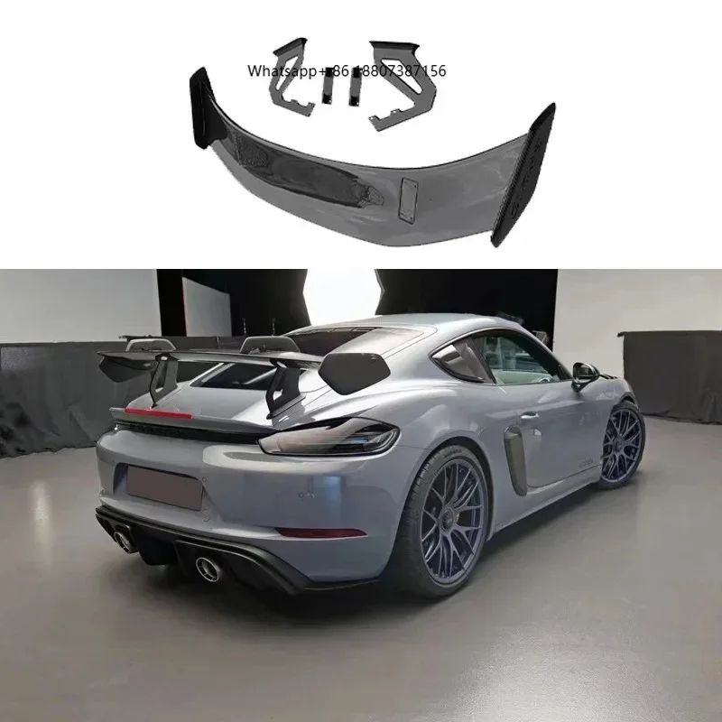 

GT4RS GT Style Real Carbon Fiber Fibre Rear Trunk Spoiler Big Wing forPorche 718 Cayman