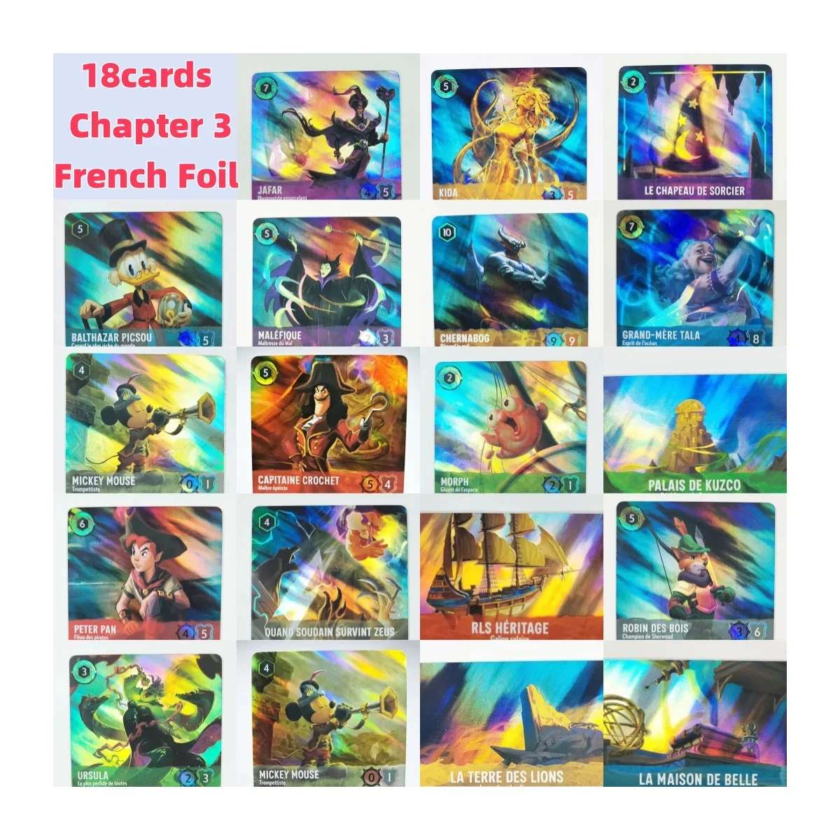 

Lorcana Into the Inklands Chapter 3 Proxy French Foil High Quality ursula chernabog jafar kida mickey mouse TCG Game Card