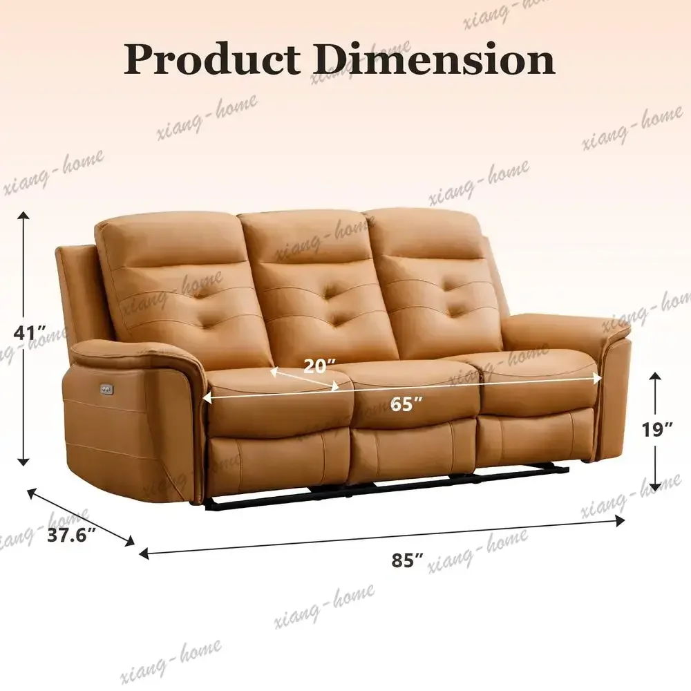 lsPower Recliner Sofa Couch, Breathable Faux Leather Reclining Couches with USB Charging Port, Overstuffed Armrest and Backrest,
