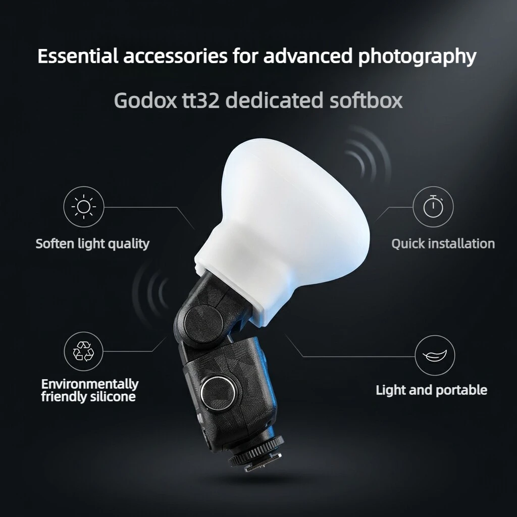 Silicone Flash Diffuser Cover Soft Light Box for Godox IT32 TT350 V350 V480, Portable Photography Soft Shadow Elimination