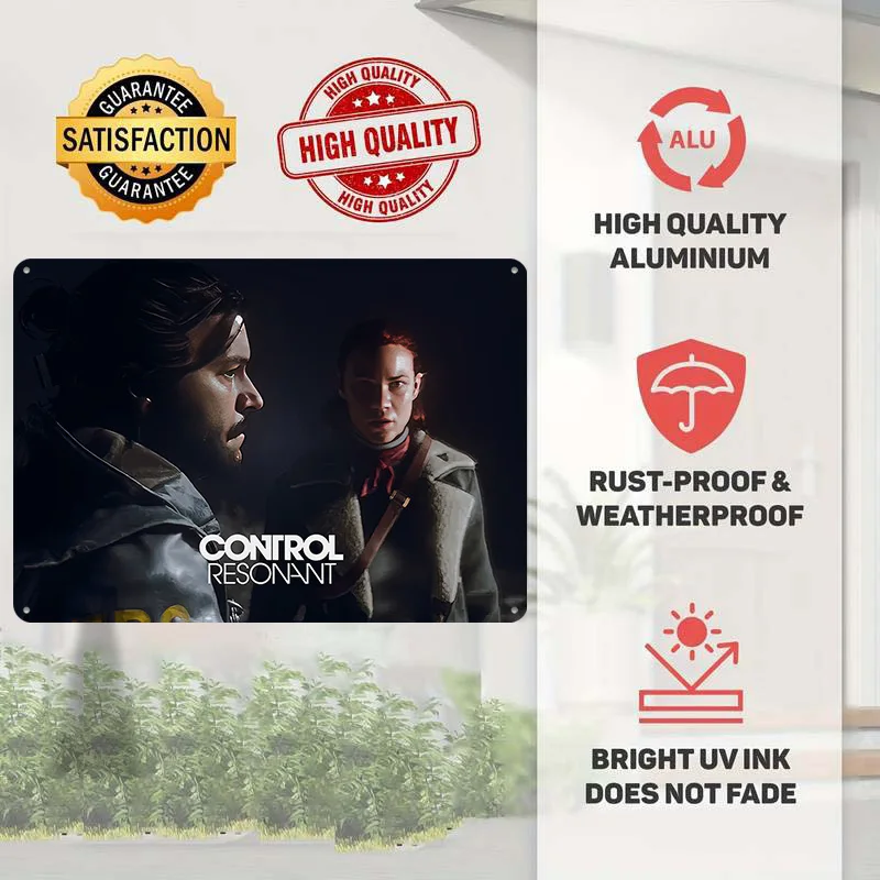 Control Resonant Game Art 3D Printed Texture Poster Personalized Wall Art Retro Metal Tin Signs for Home Decor Accessories Items
