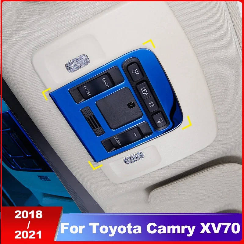 

Stainless Car Roof Reading Light Decorative Trim Cover Interior Moulding For Toyota Camry XV70 2018-2021 2022 2023 Accessories
