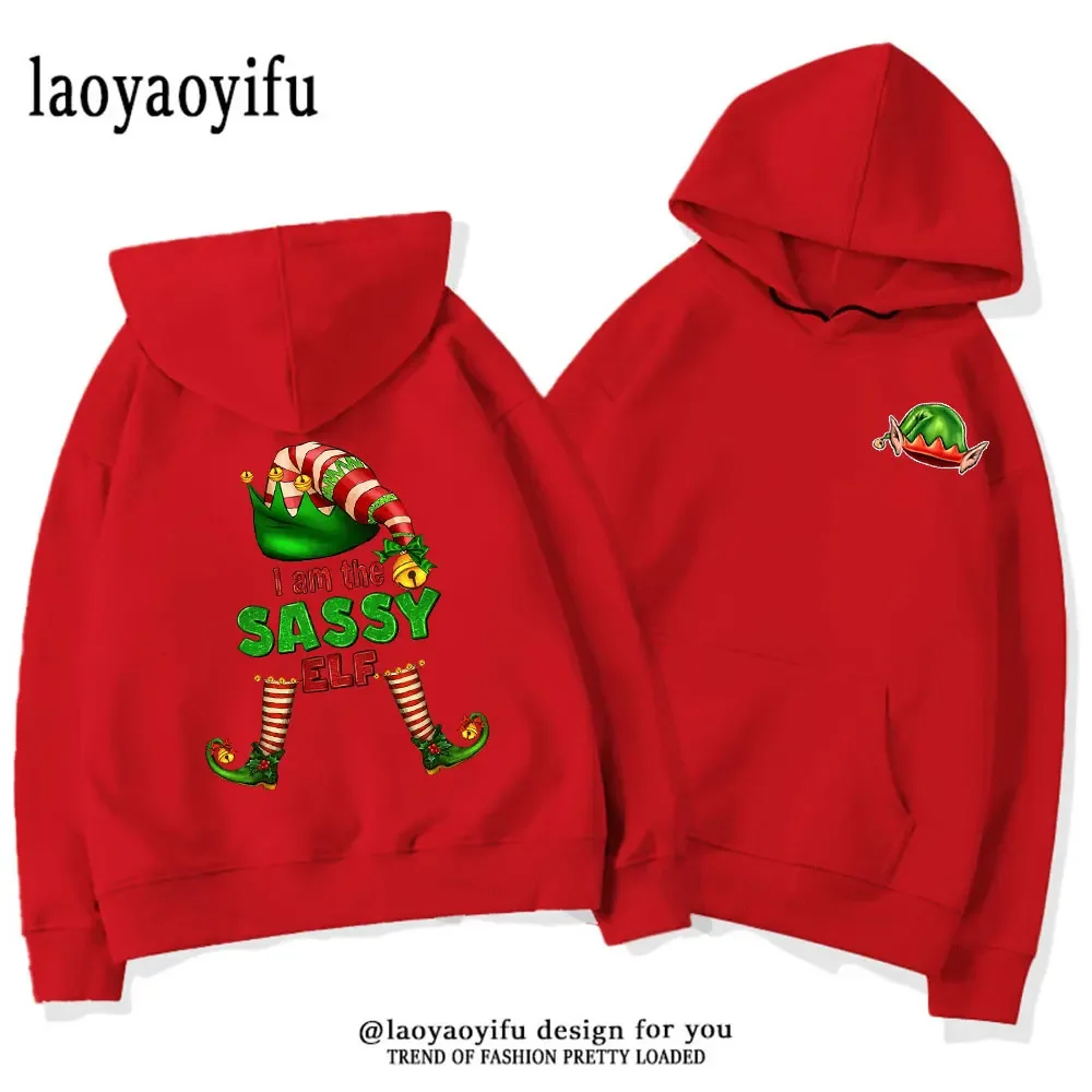 

New Coming Im The Sassy Elf Matching Family Group Christmas Hooded Tops Men Sweatshirts Hoodies Sportswears Santa's Helper Hoody