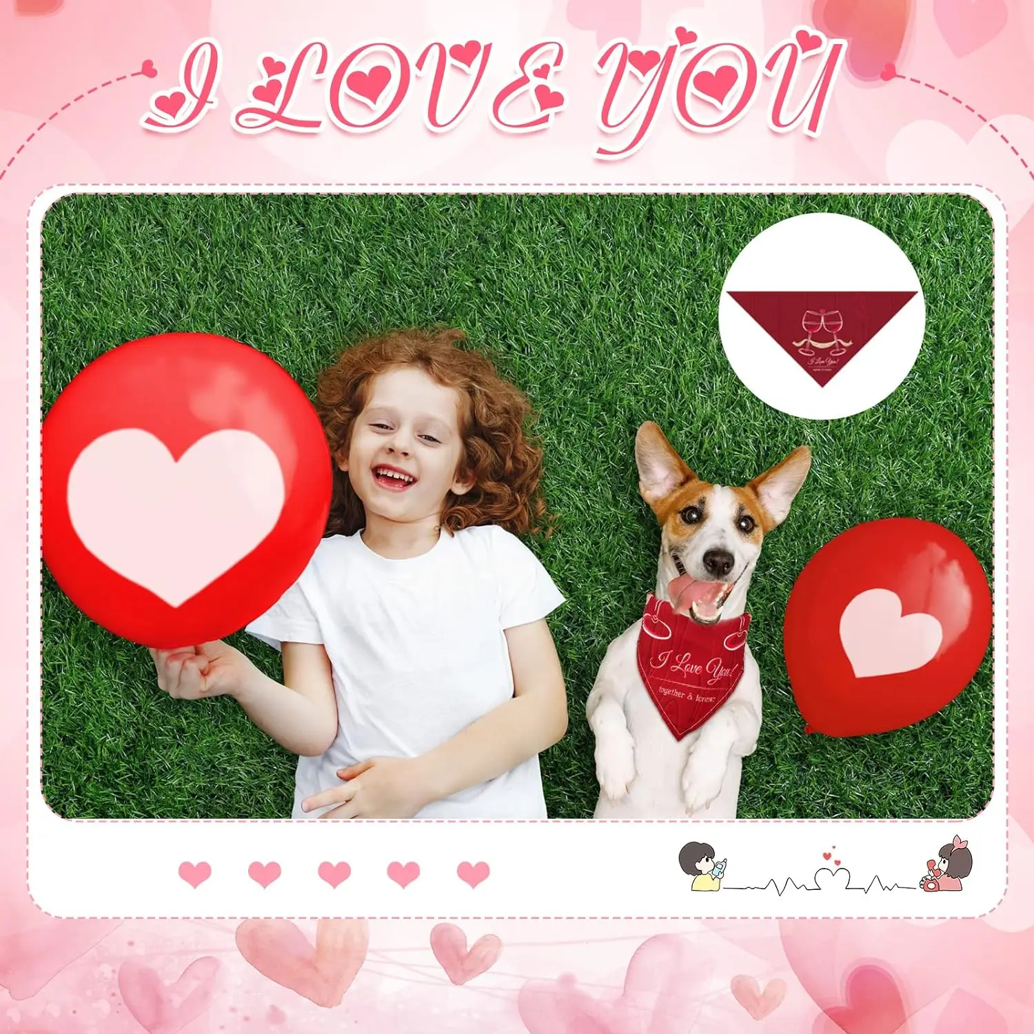 30pcs/ Pack Valentine\'s Day Dog Bandanas Heart Floral Triangle Bibs Scarf Neckerchief Scarf Bandana For Dogs Cats Pet