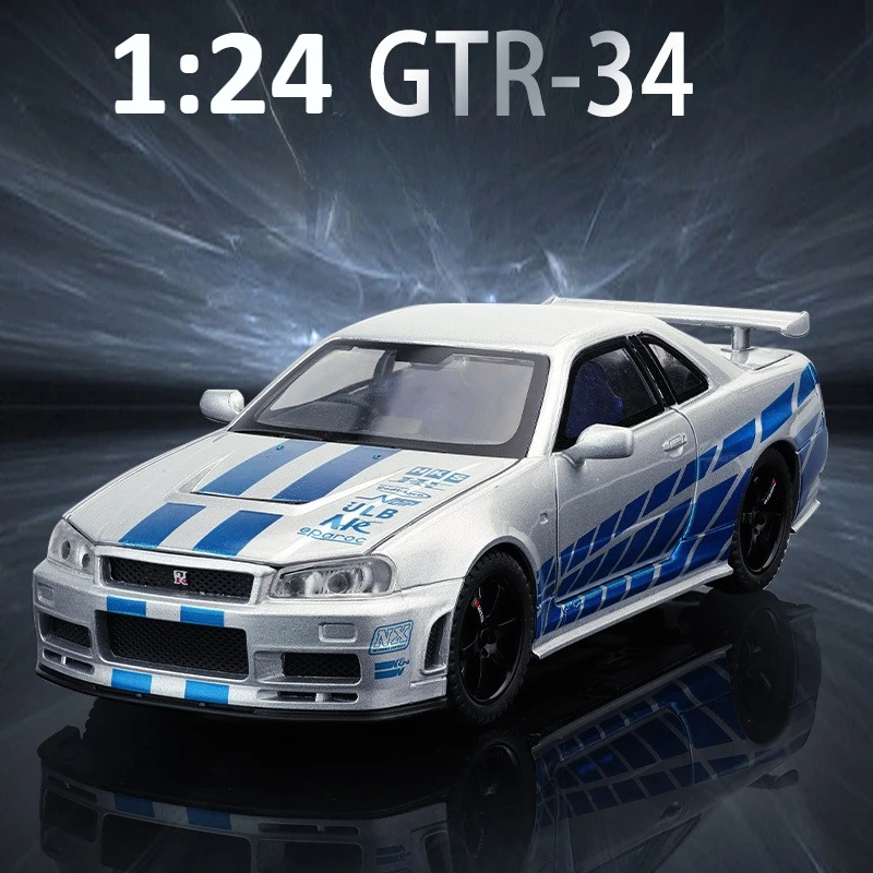 

1:32 GTR-R34 Alloy Sports Car Model Ornament Gift Diecast Alloy Car Model Collectible
