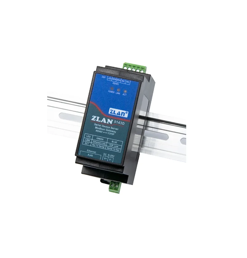 خادم الجهاز التسلسلي لبوابة Modbus ، Din-Rail ، ZLAN5143D ، RS485 من إلى tcp/ ip ، ودعم الاتجاه الكامل