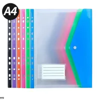 6pcs Plastic Envelope With Adhesive Snaps & 11 Holes File Folder Expansion Bag For 2/3/4 Ring File Bag A4 File Bag School Office