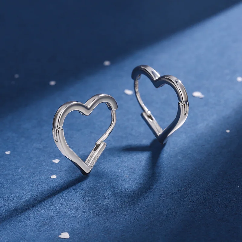 Korea Trendy Gold Silver Color Hollow Heart Hoop Earrings for Women Simple Classic Dangle Ear Piercing  Jewelry Gifts