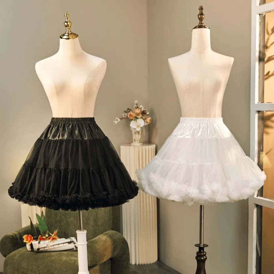 Petticoats Lolita Cosplay Bridal Crinoline Lady Girls Underskirt for Party White Black Ballet Dance Skirt Tutu Princess Bustle