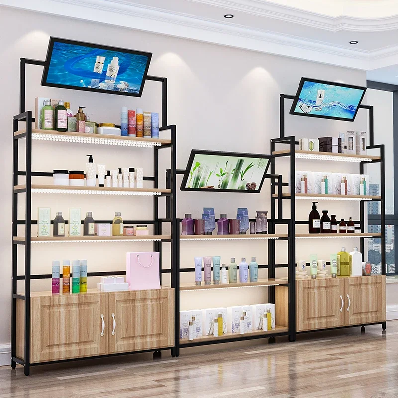 Custom, Beauty Products Shop Shelf Display Retail Cosmetic Display Stand Cosmetics Display Shelves Wooden Wall Cosmetic Shelf Sh