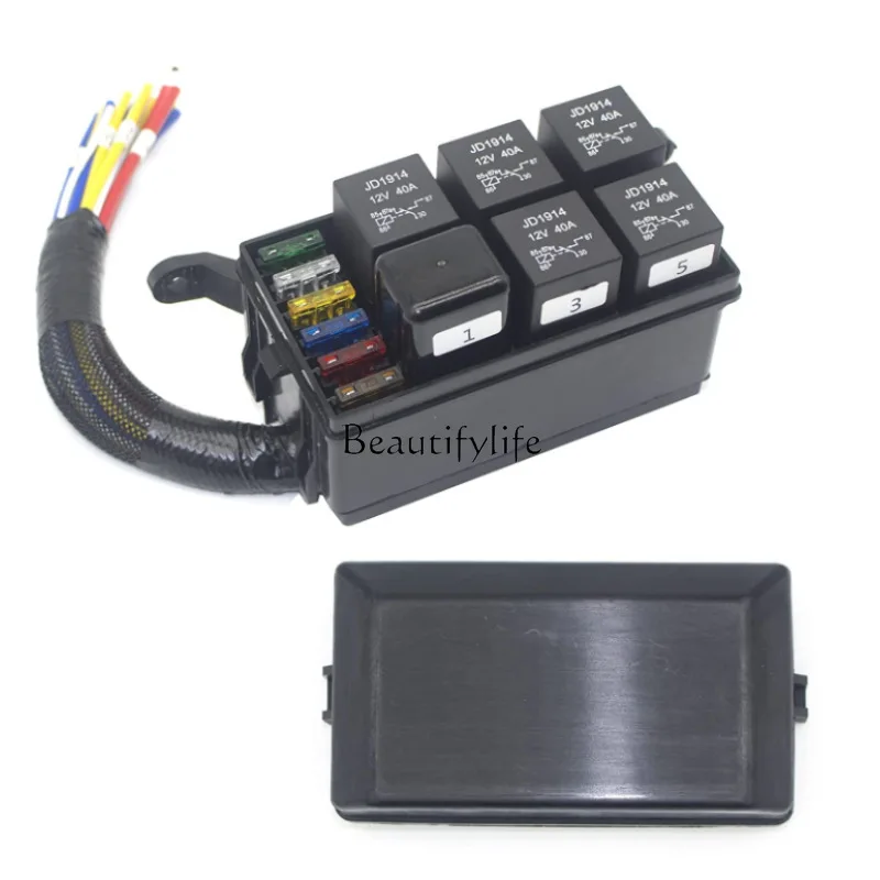 

12V automotive fuse and relay box with pre-wiring, automotive 6-way fuse box modification
