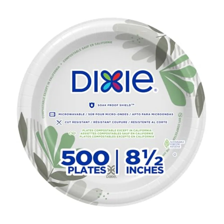 

8.5" Medium-Weight Paper Plates, Pathways, 500 Count (125 Plates Per Pack, 4 Packs Per Case)