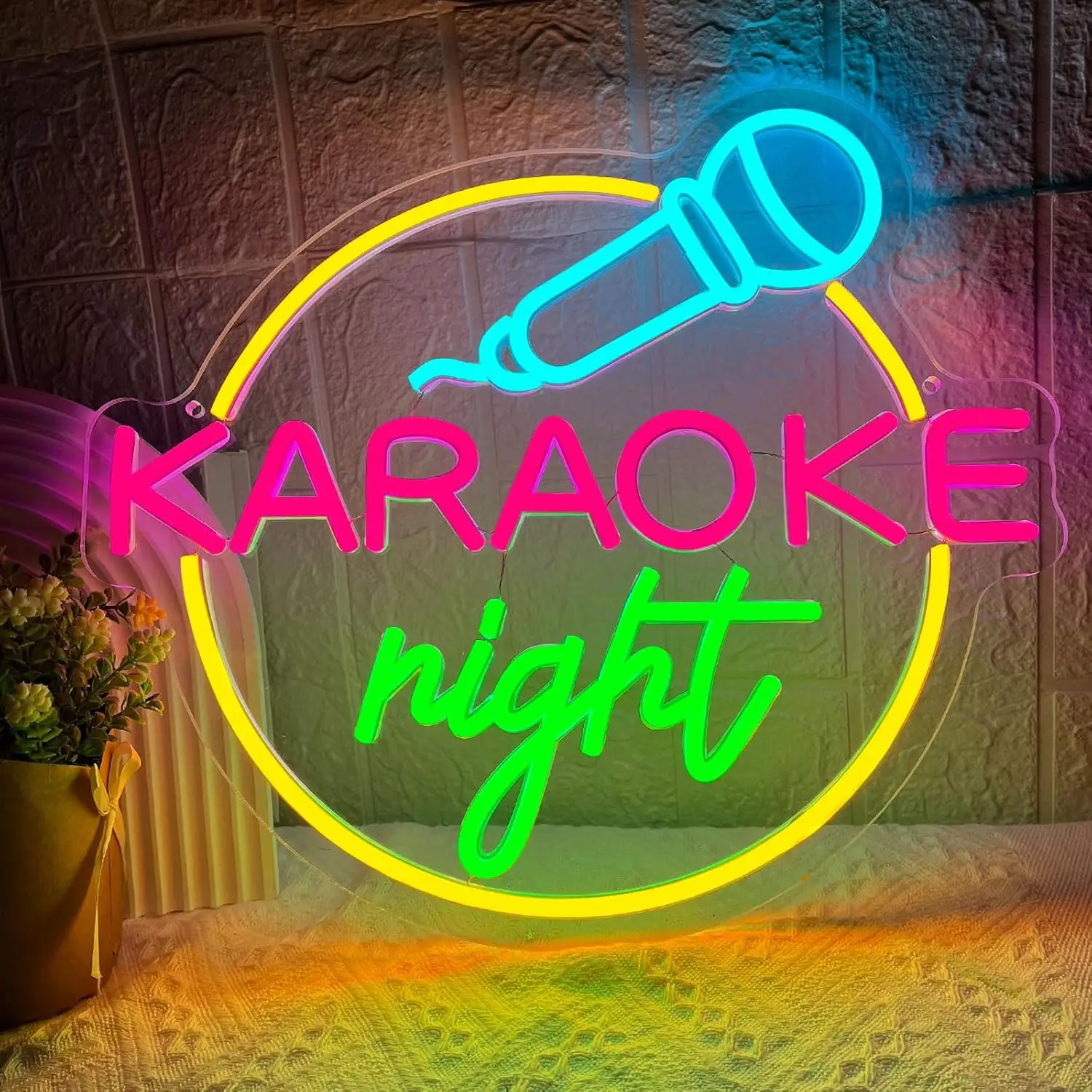 

Karaoke Night Neon Sign Music Room Art Wall Light USB LED Neon Light for Beer Bar Studio Game Room Party Bedroom Decoration
