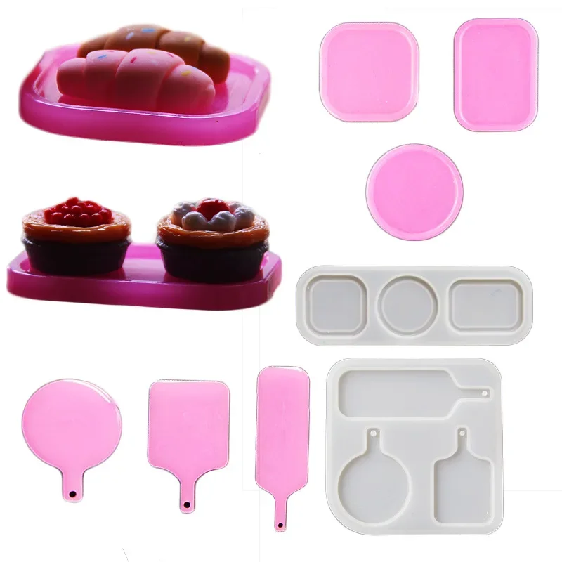 DIY Epoxy Resin Mold Mini Food Play Small Tray Dropper Mold DIY Tray Pendant Mirror Multi-shape Mold