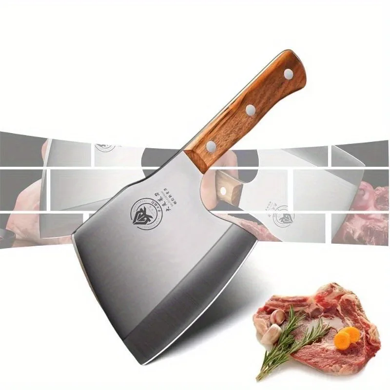 

Heavy duty bone axe Kitchen versatile bone cutter Stainless steel solid pear wood handle sharp kitchen knife,kitchen accessories