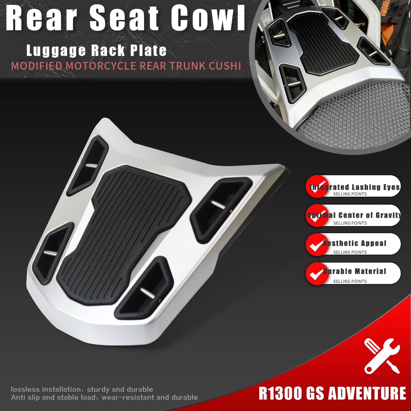 

Motorcycle Passenger Pillion Rear Seat Cowl Luggage Rack Plate Accessories For R 1300GS R1300GS Adventure 2024 2025 2026