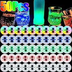 50/20/10/5pc LED Coaster Battery Power Luminous Coasters Sticker Liquor Bottle Drinking Glass Cup Mat Club Bar Party Decor Light