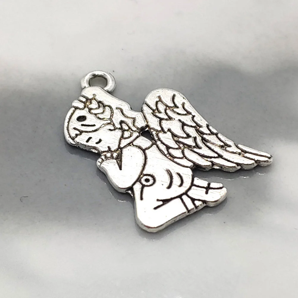50 шт. кулон с ангелом, серебряный цвет, сплав, изготовление ювелирных изделий, молитвенное ожерелье «сделай сам», компонент, браслет, серьги