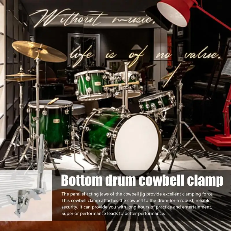 Cowbell Holder Clamp Standard Bass Drum Cowbell Mounting Bracket Adjustable Drum Hardware Strong Cowbell Instrument For Jam