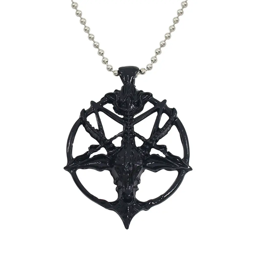 Vintage Charm Women Men Pentagram Pan God Skull Goat Head Pendant Chain Necklaces 2024 New Fashion Jewelry