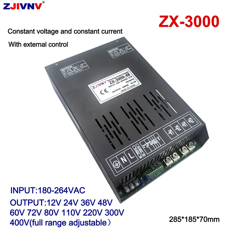 3000W Switching Power Supply AC 180-264V to DC 0-12V 24V 36V 48V 60V 72V 110V 220V 300V 400V Converter ZX-3000 External Control