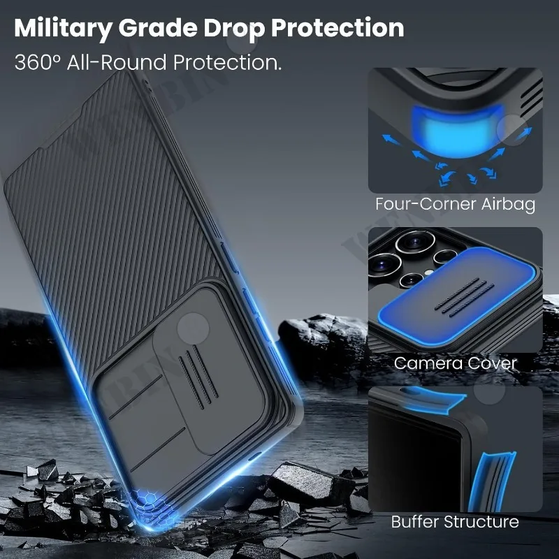 Case For Samsung S25 S24 S23 Ultra Plus CamShield Pro Magnetic Slide Camera Case Back Cover Protection Cover Capa Fundas