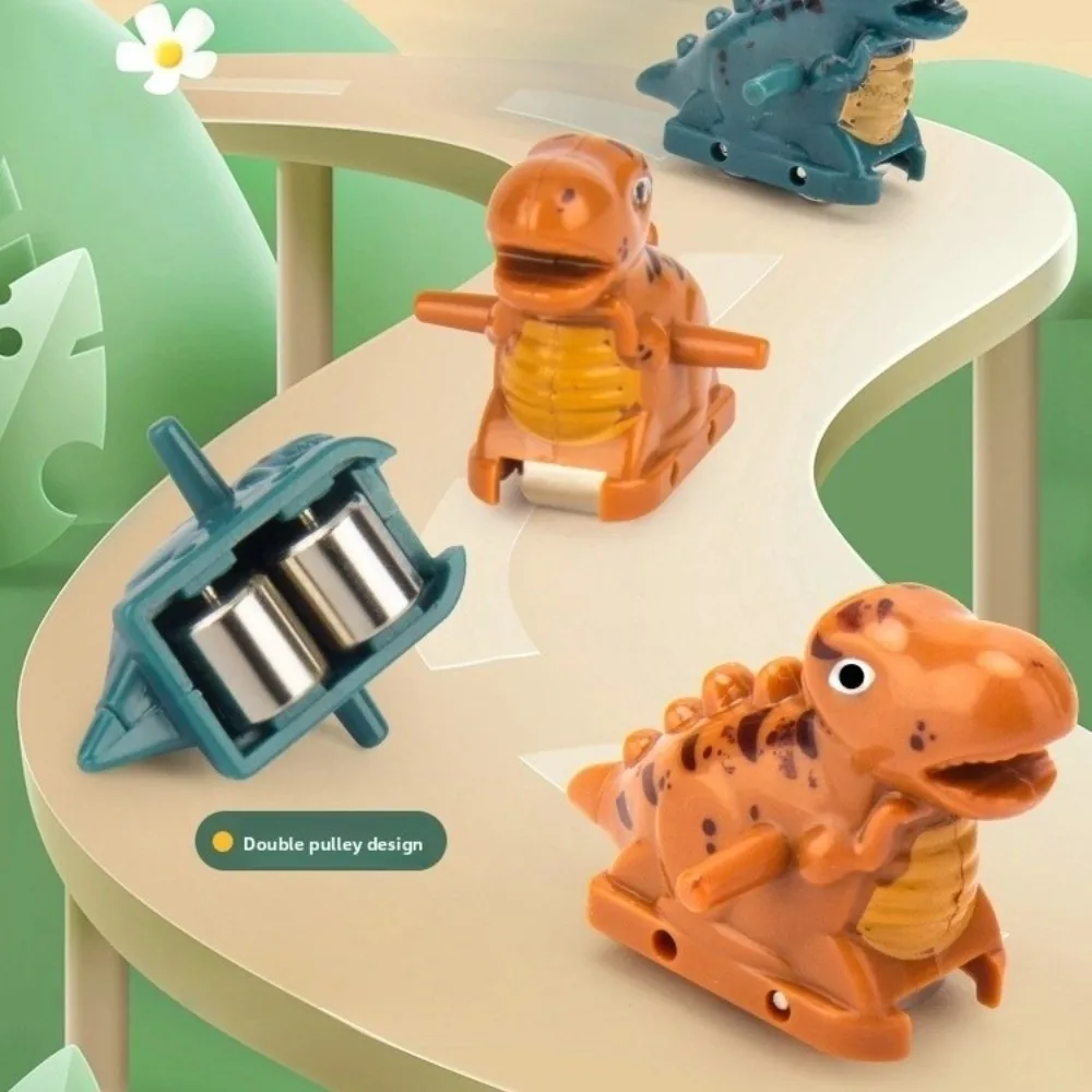 met lichte muziek elektrische dinosaurus racebaan cartoon dinosaurus dubbel spoor dinosaurus klimglijbaan trap kind cadeau
