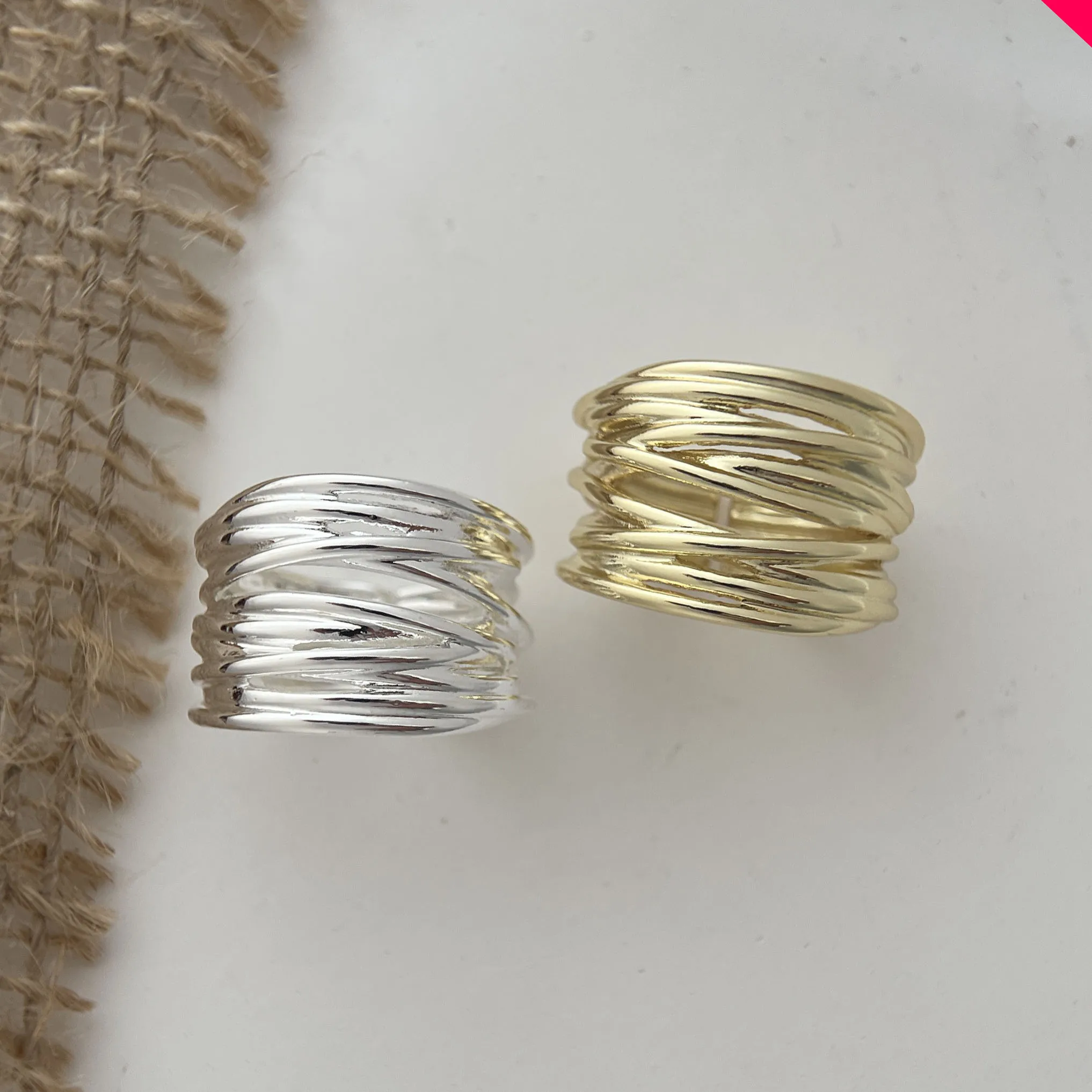 925 anillos de plata esterlina para mujer, anillo grande geométrico Simple hecho a mano de Color dorado, joyería de fiesta, regalo para prevenir alergias