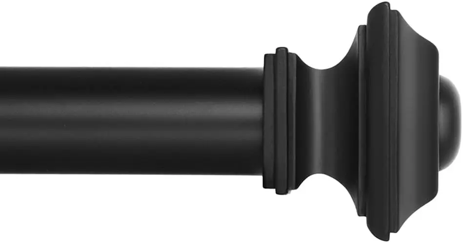 Curtain Rod - Square Design 1 1/8 Rod. 120 to 240 Inch - Black