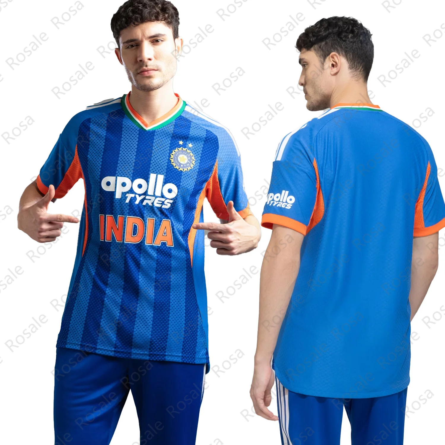 2026 India Cricket Jersey Blue V-Neck Short Sleeve Match Shirt Adult/Kids Fan Sports KIDS Tee