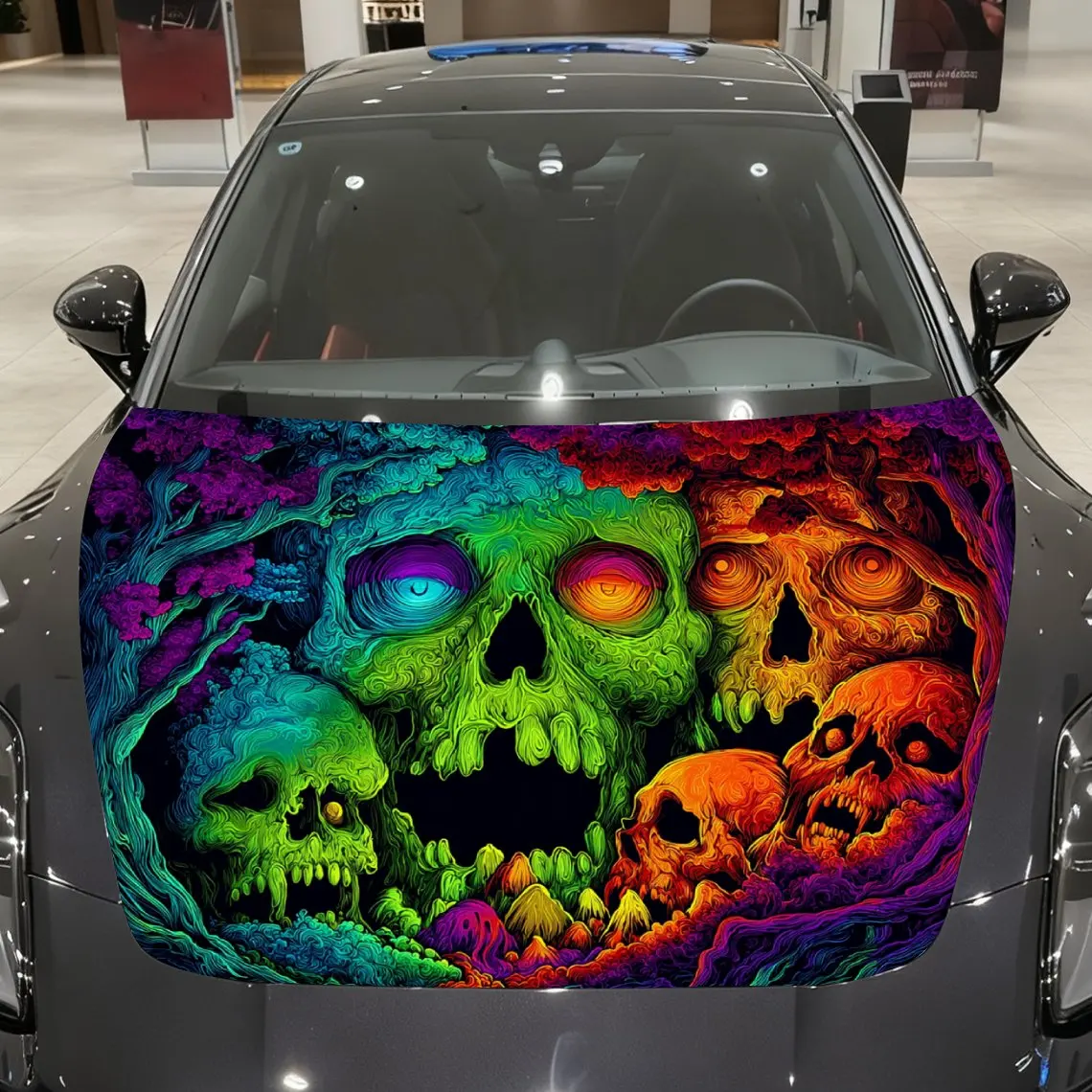 

Красочная виниловая пленка для автомобиля с черепом Forest Wonder, водонепроницаемая наклейка на капот автомобиля из ПВХ, самоклеящиеся устойчивые к царапинам наклейки