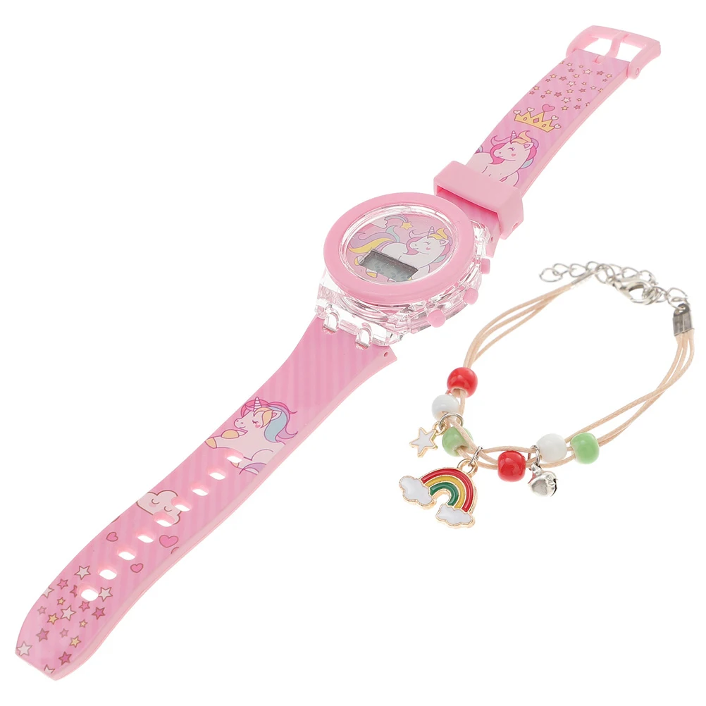 

Luminous Kids Adjustable Pink Student Unicorn Electric Silicone Watch Glow Dark Silicone Cartoon Child Wrist Watches