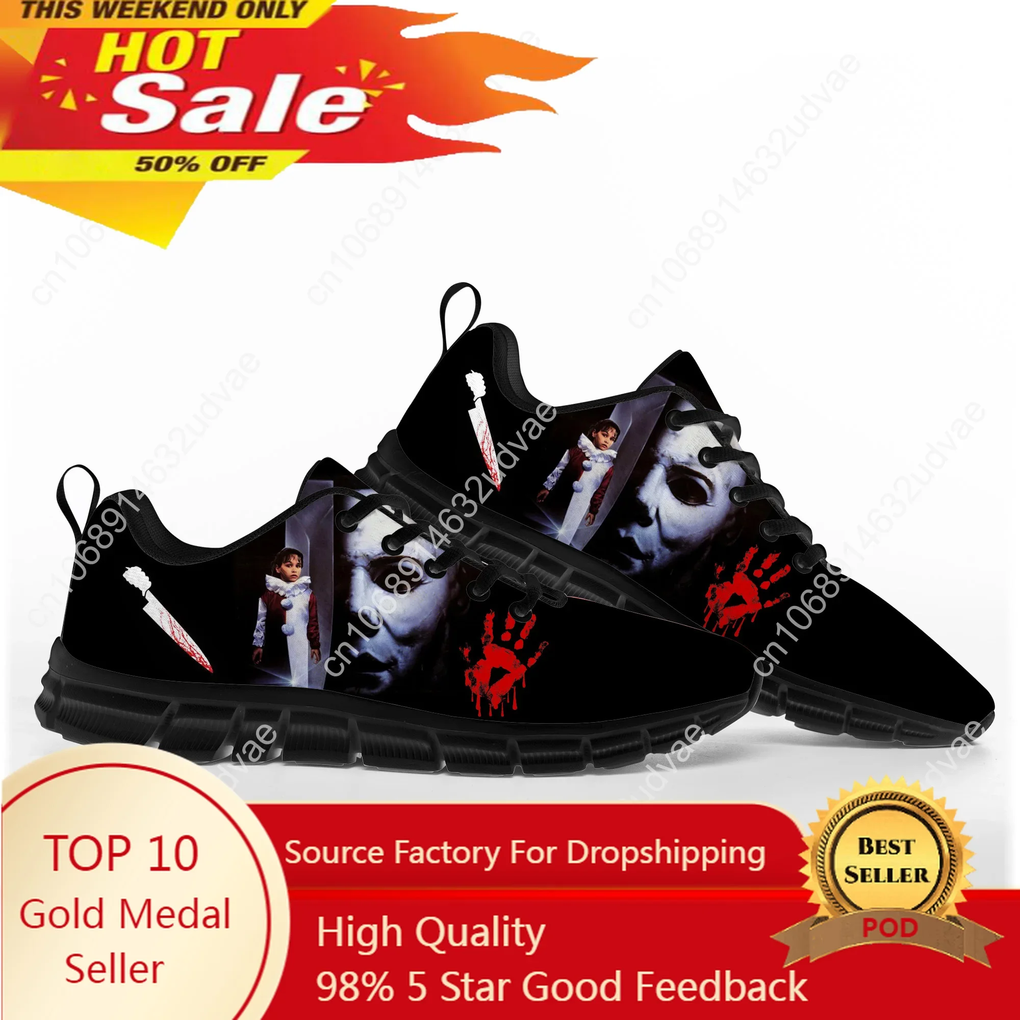 Horror Halloween Sports Shoes Michael Myers Mens Womens Teenager Kids Children Sneakers Casual Custom High Quality Couple Shoes