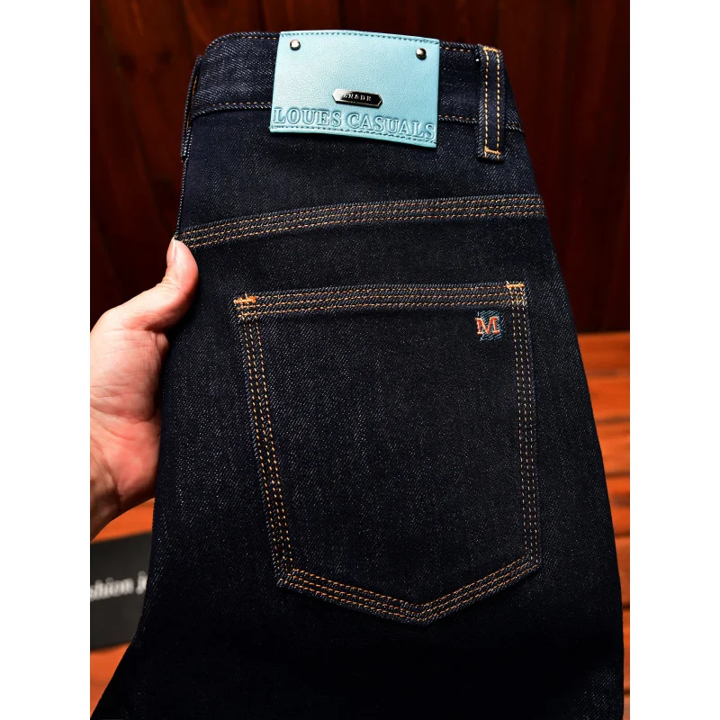 جينز رجالي عالي الجودة مطرز بالزهور في الخريف، أقدام صغيرة، اتجاه غير رسمي، فاخر خفيف، أعمال طويلة