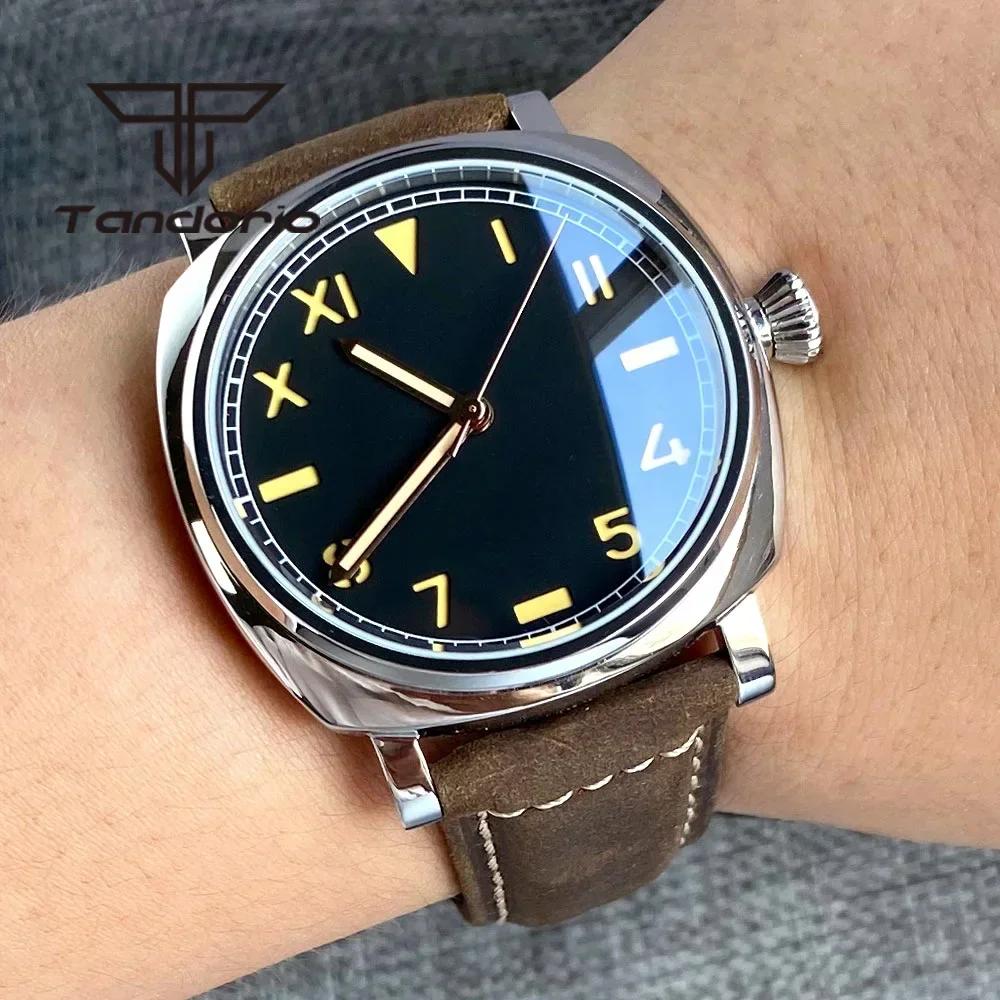 Tandorio 42mm quadrado polido NH35A PT5000 relógio de mergulho masculino automático 200m à prova d\'água mostrador califórnia cristal de safira