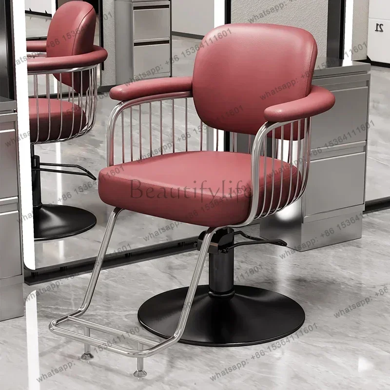 LSLight Luxury Barbershop Barber Chairs Nordic Perm Hair Dyeing Ergonomic Barber Chairs Lift Comfort Salon Furniture Taburete FY