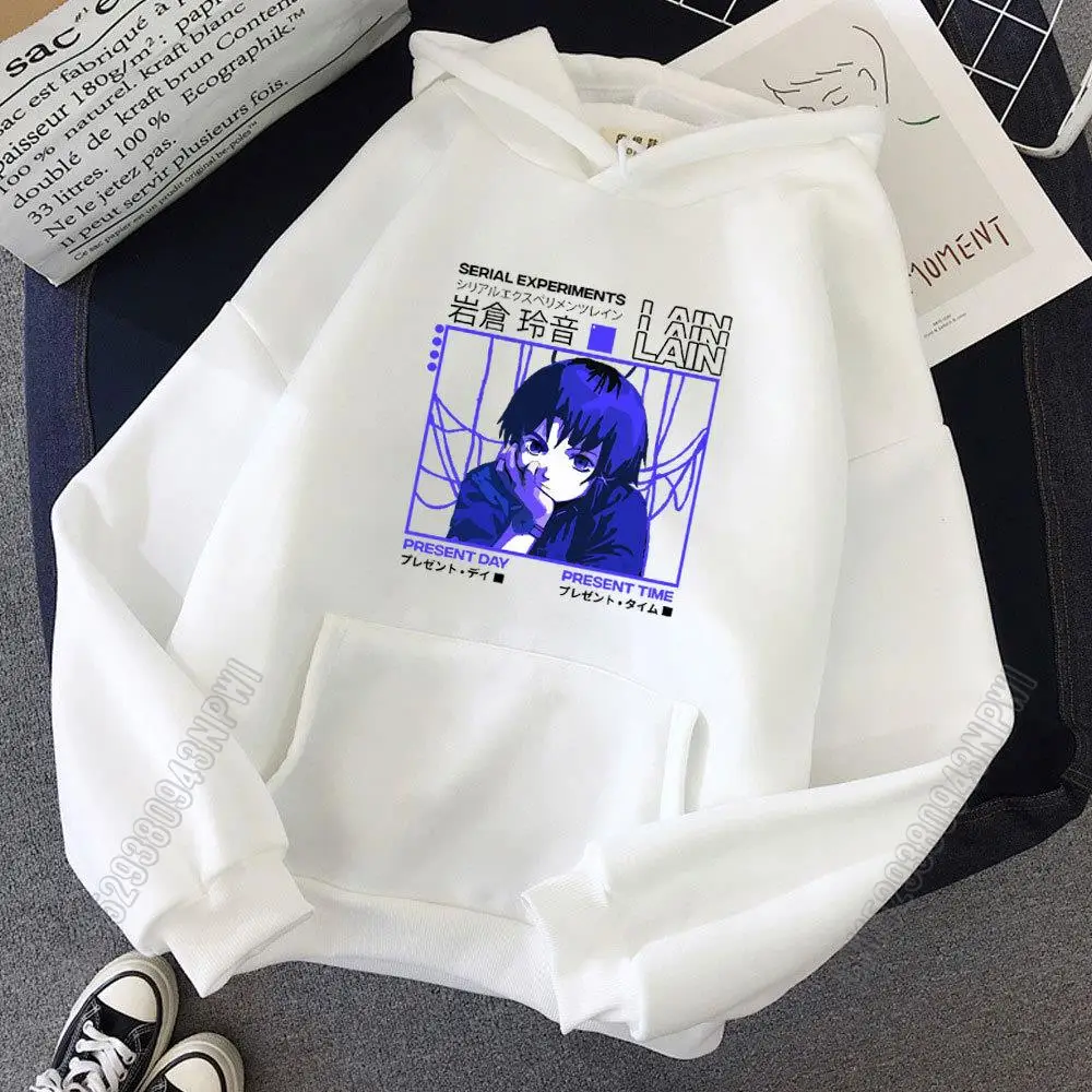 Spring Long Sleeves Jacket Glitch Serial Experiments Lain Womens Korean Print Hoodie Female Pullover Japan Anime Tops