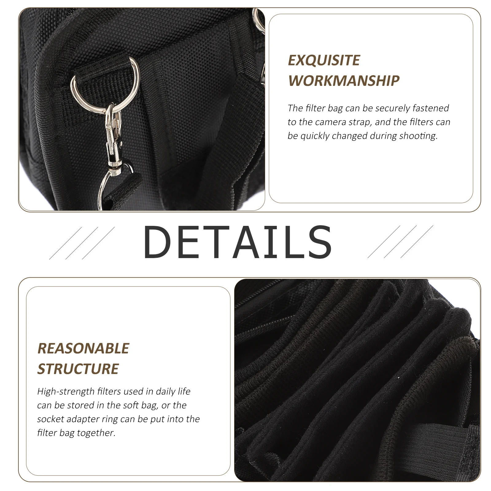 

Photography Filter Bag Securely Fastened to Camera Strap for Convenient Access to Filters and Cards Camera Filter Case