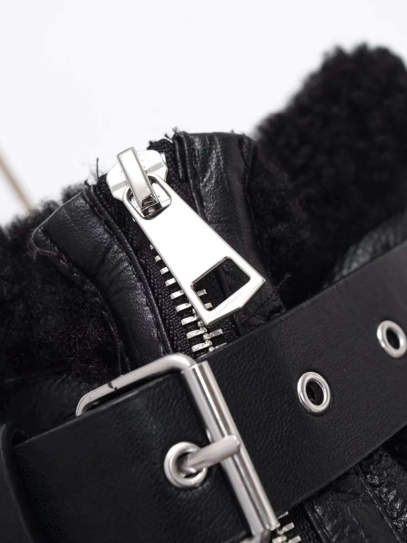 ETJ 2025 مجموعة الشتاء النسائية الجديدة y2k سترة دافئة رائعة غير رسمية الصوف عالية الرقبة دراجة نارية الفراء قطعة واحدة سترة