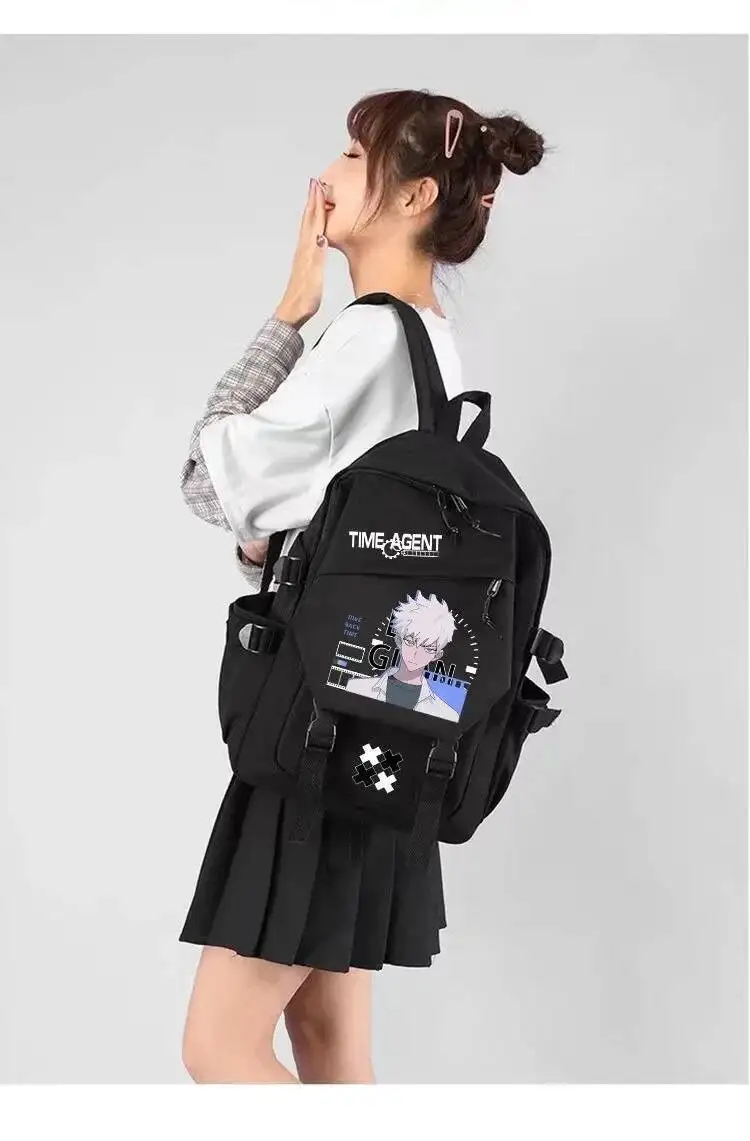 Juego de Anime negro blanco azul Rosa enlace Click Mochilas escolares para estudiantes Mochilas de gran capacidad para regalo