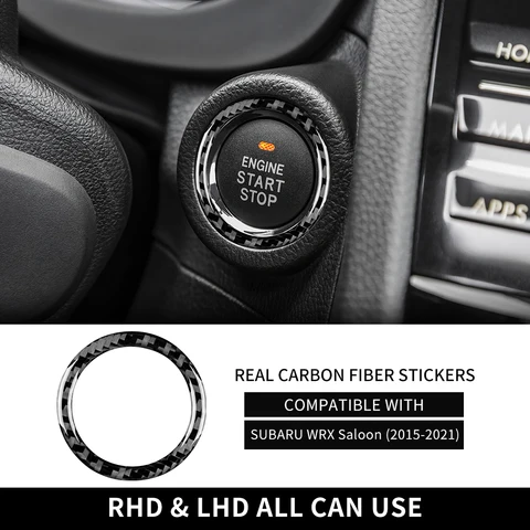 Настоящее мягкое углеродное волокно для Subaru WRX Saloon 2015-2021 Start Stop Внутренняя отделка двигателя Кнопка зажигания Наклейка Украшения для автомобиля