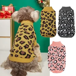 Puppy Pullover Dogs Pet Sweater Winter Leopard Print French Bulldog Winter Warm Sweater Pet Apparel Dog Clothing