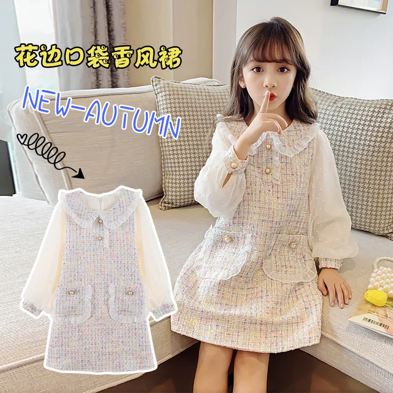 Sweet Girll Doll Collar Princess Dress Long Sleeve Casual Dress Autumn Winter Kids lovely Clothes Children Party Dresses