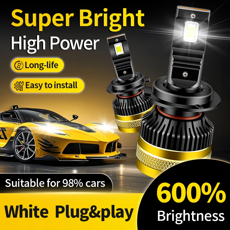 

2PCS H7 High Power LED COB Chips LED Headlights Hi/Low Beam Fog Lamps for Car LED Headlight Super Bright White Bulb Plug & Play